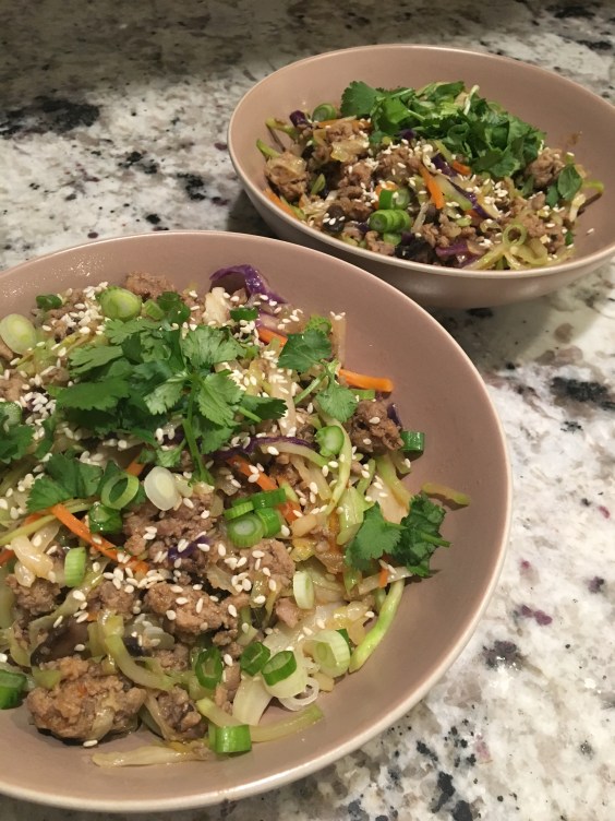 egg roll in a bowl served up